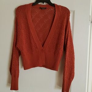 Cropped loose knit, two button sweater